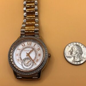 Michael Kors Two-Tone Gold and Silver Bracelet Watch with White Dial